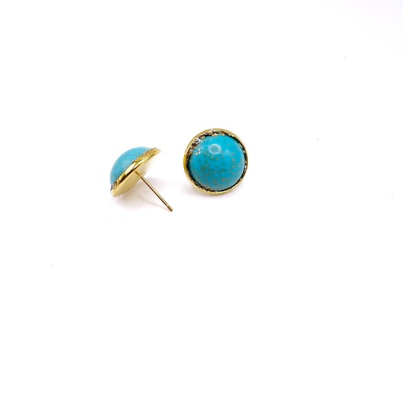 10/$10 Turquoise stone post earrings, gold foil wrap, NWT - Picture 5 of 5